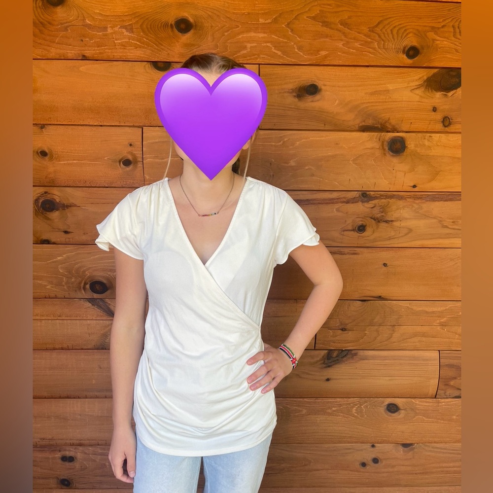 Banana Republic White Wrap Ruched Blouse